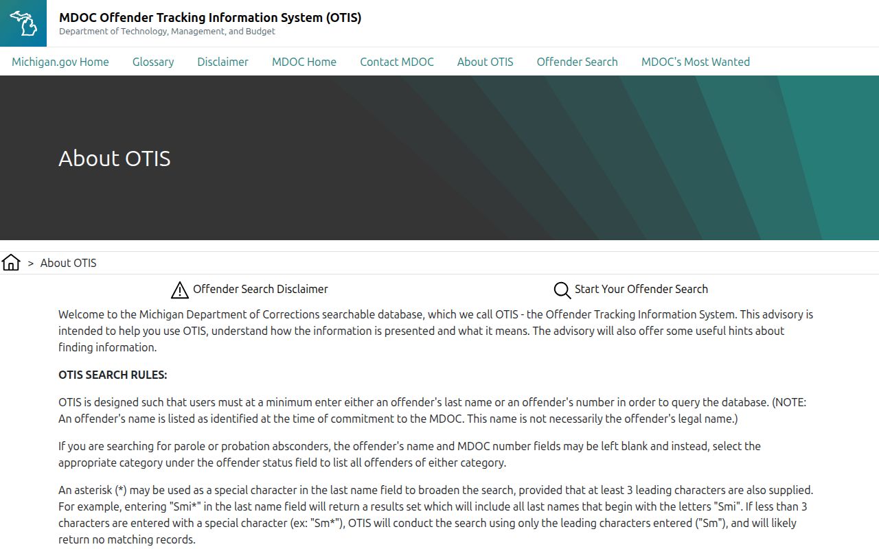 Michigan OTIS release status and date definitions for Leelanau County cases